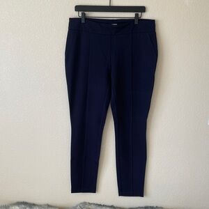 Hilary Radley Women’s Ponte Knit Pull On Slim Leg Pant L Navy Career Stretch